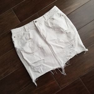Missguided distressed ripped white denim skirt